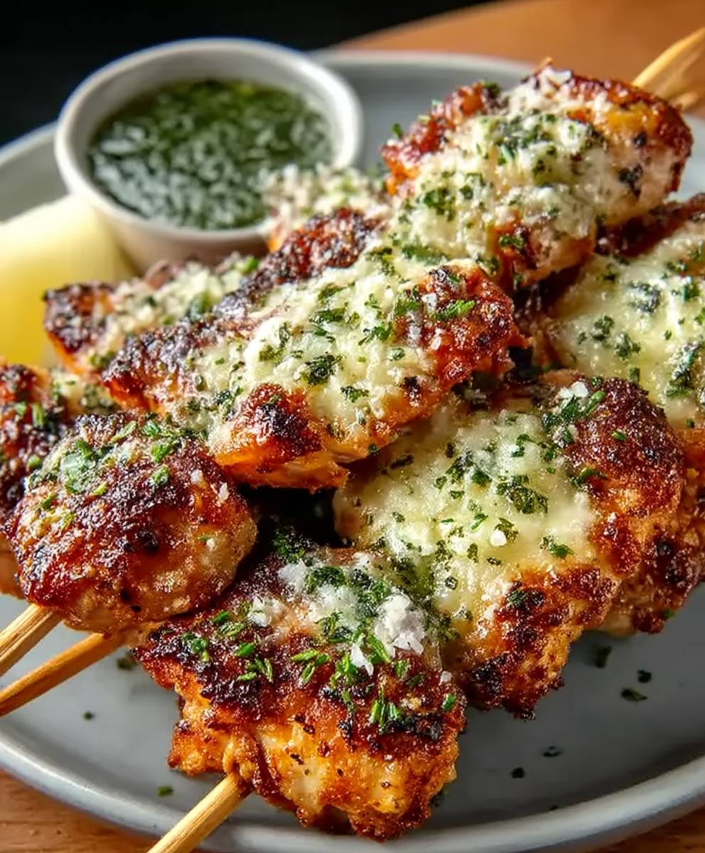 Air Fryer Garlic Parmesan Chicken Skewers | Easy Crispy Dinner Recipe image 2