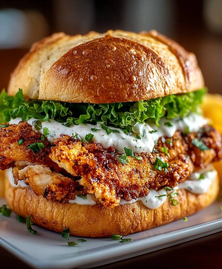 Cajun Crispy Chicken Sandwich with Garlic Aioli