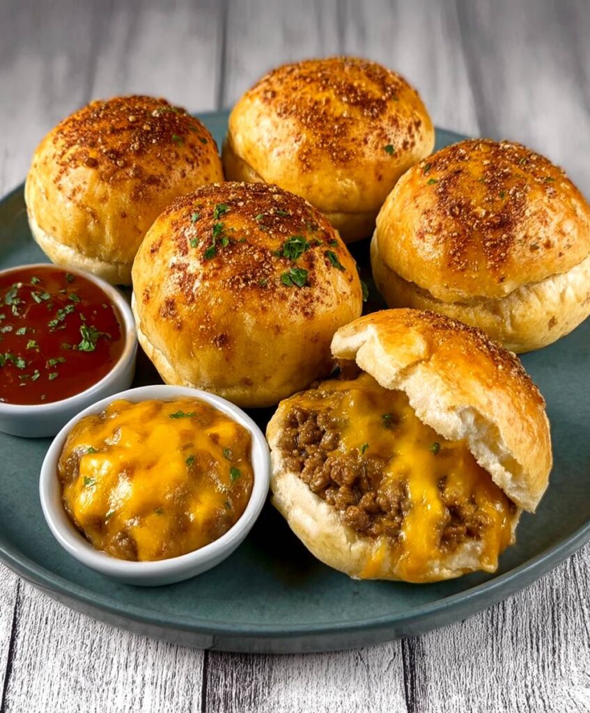 Cheesy Beef Biscuit Bombs