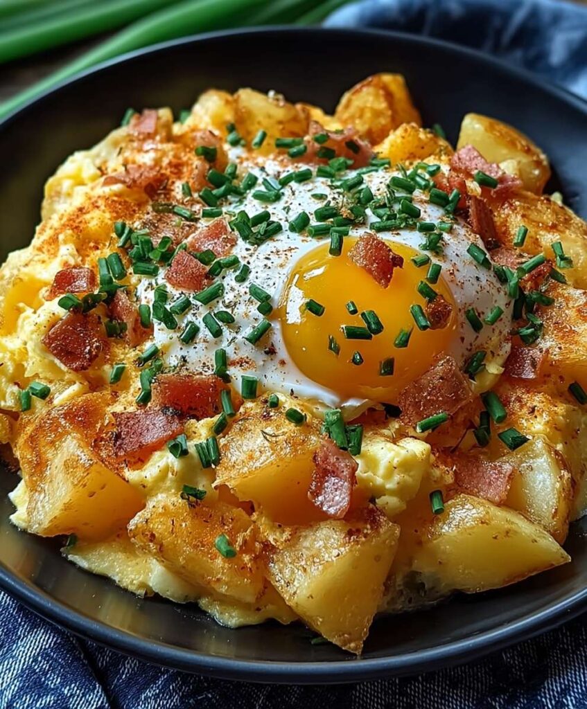 Cheesy Potato Egg Scramble | Easy Breakfast Skillet Recipe