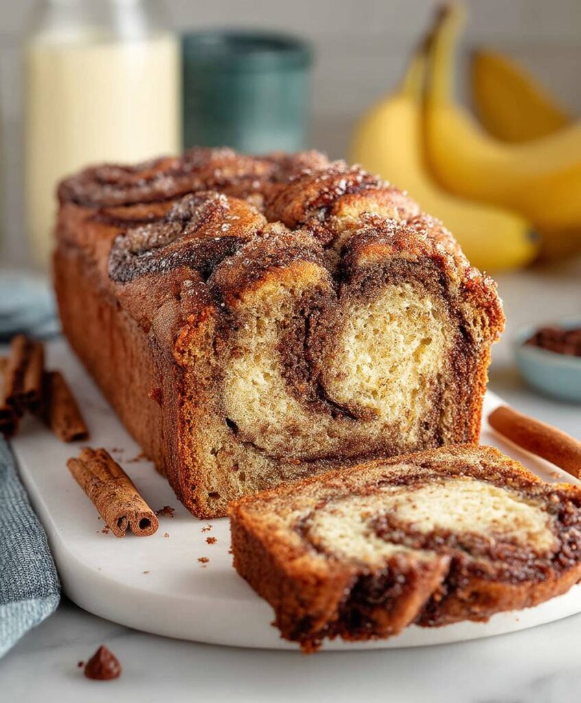 Cinnamon Swirl Banana Bread | Soft Sweet Breakfast Loaf