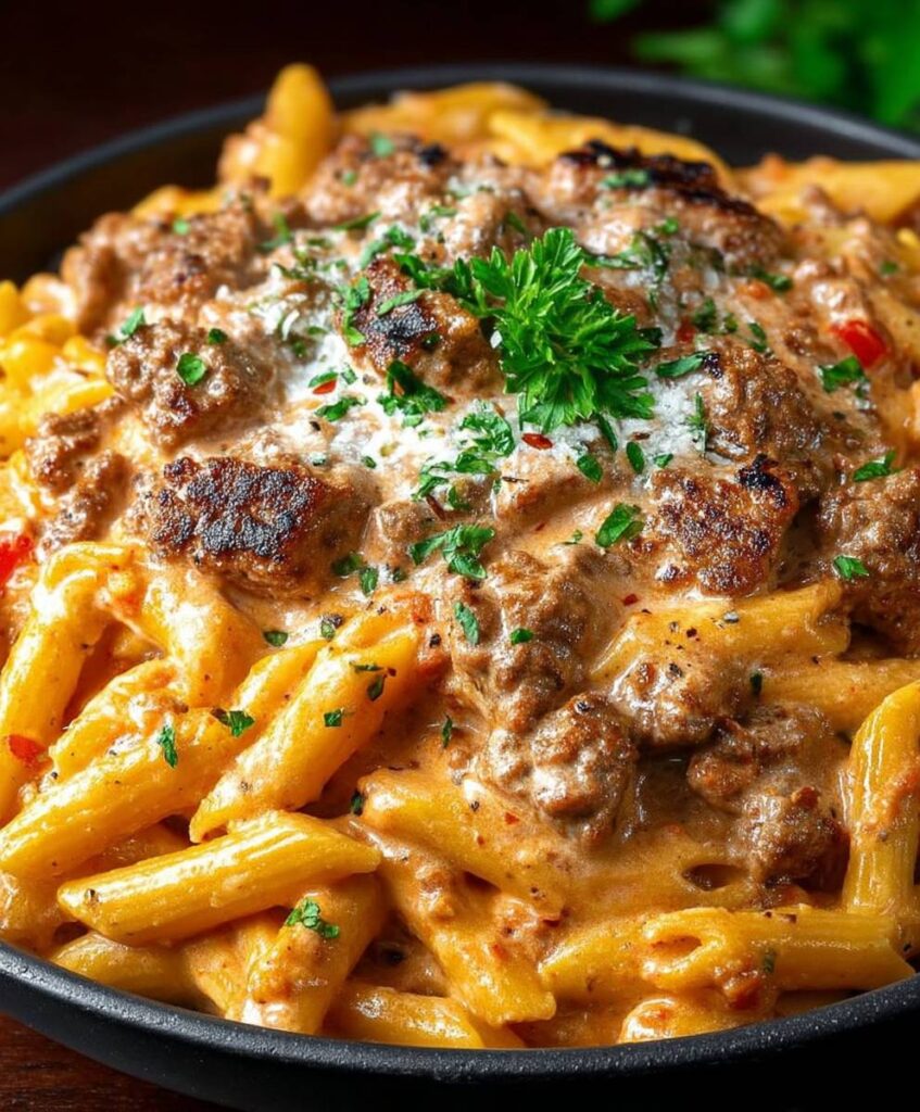 Creamy High Protein Beef Pasta | Easy Muscle-Building Dinner