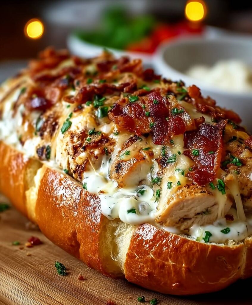 Easy and Cheesy Chicken Turkey Bacon Ranch Sandwich