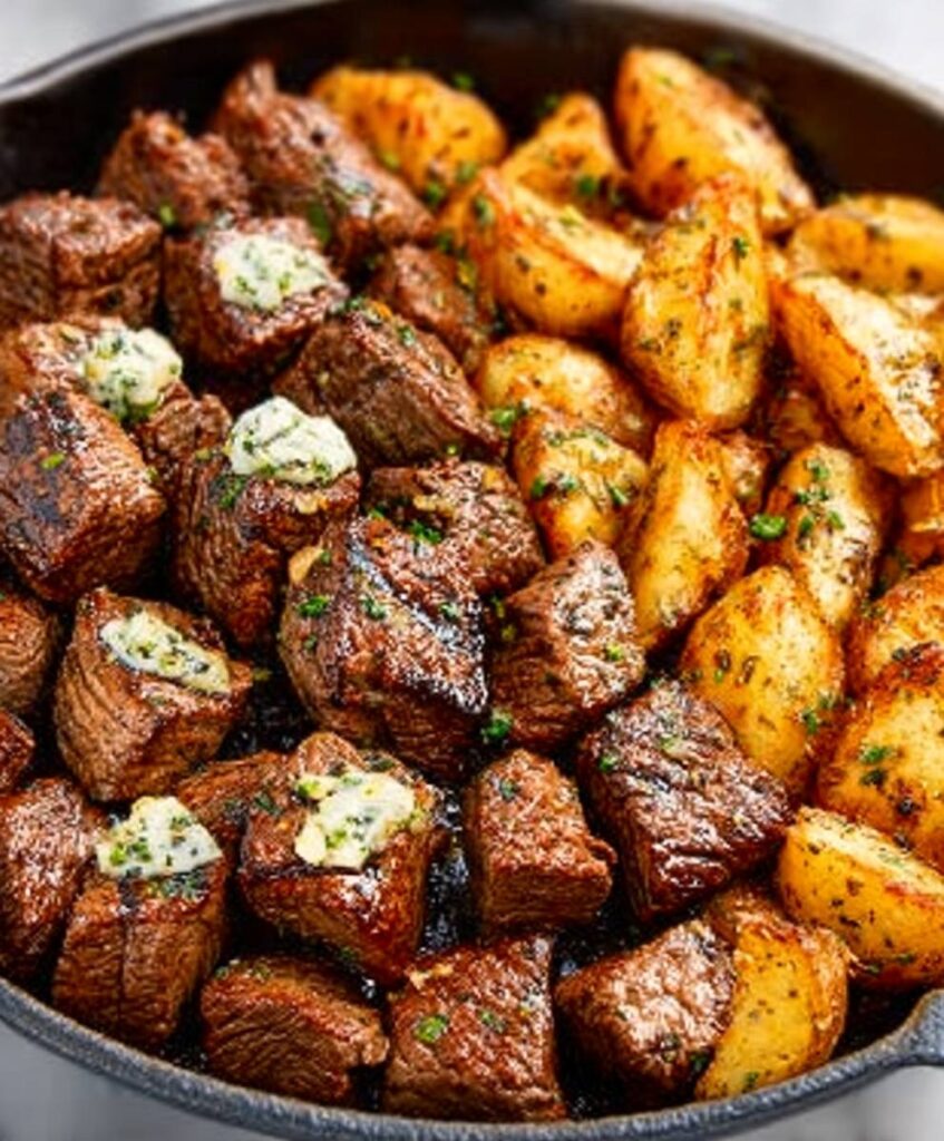 Garlic Butter Steak Bites and Potatoes – Easy Skillet Dinner Recipe