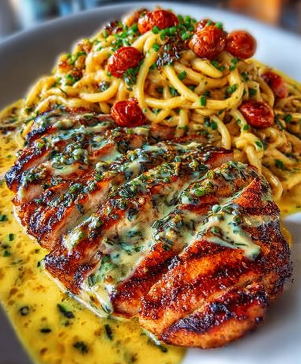 Garlic Parmesan Chicken Spaghetti in Spicy Cajun Cream Sauce