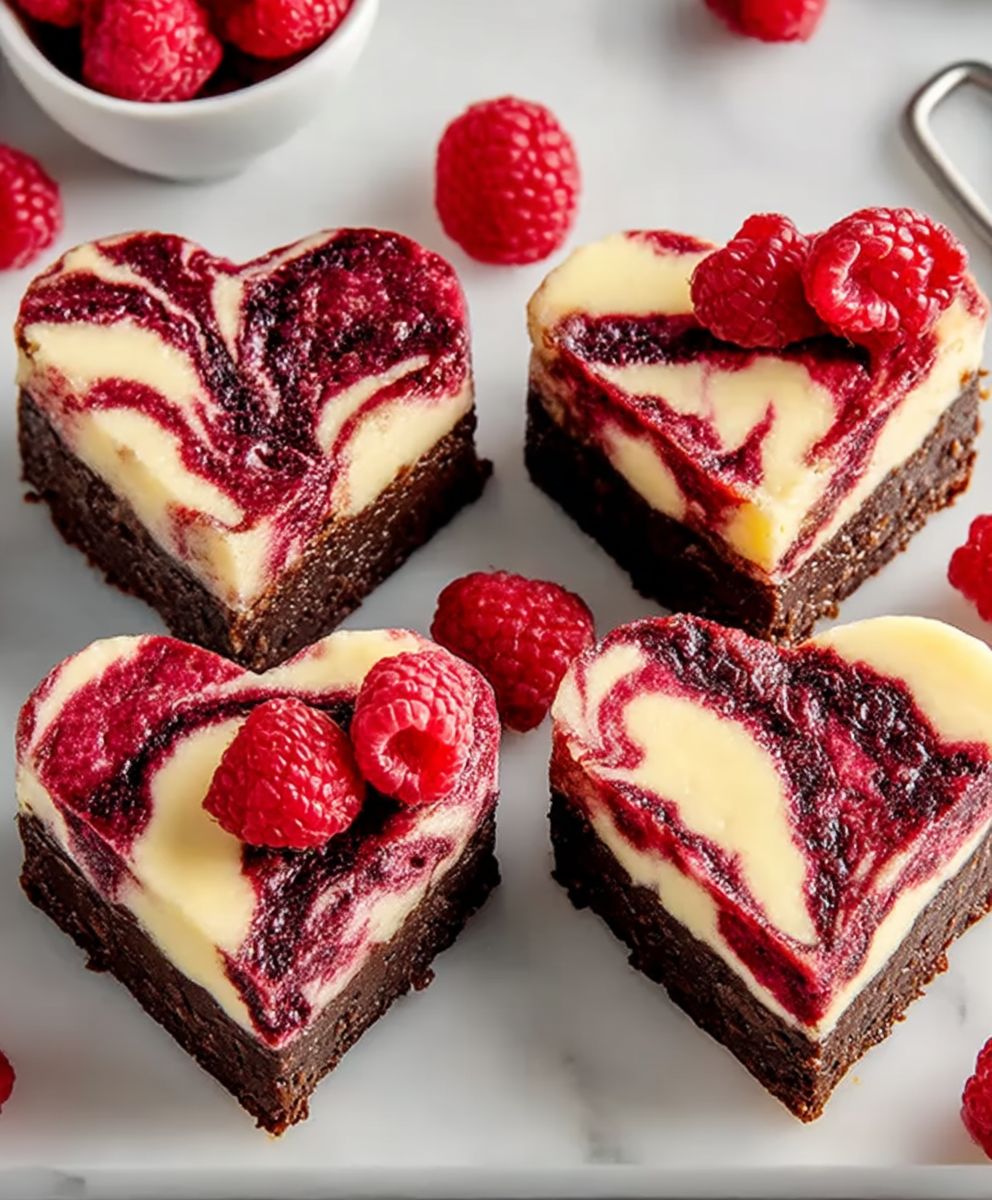 Heart Shaped Brownies (with Raspberry Swirl and Cheesecake Topping) image 2
