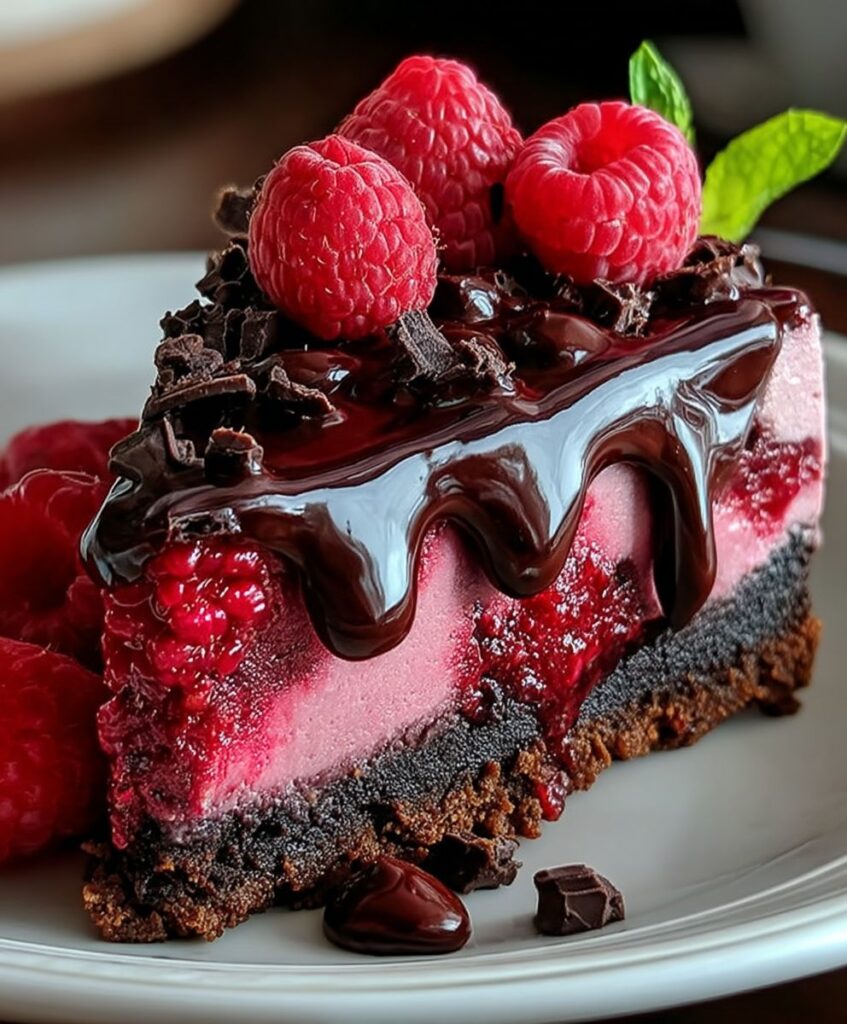 Indulge in Decadent Dark Chocolate Raspberry Cheesecake