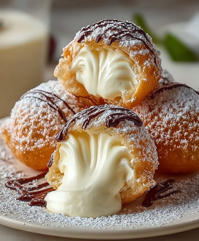 Italian Cream Bombs | Crispy Fried Pastry with Sweet Cream Filling