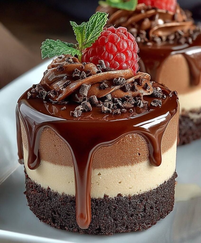 Mini Triple Chocolate Mousse Cakes | Rich Decadent Layered Dessert