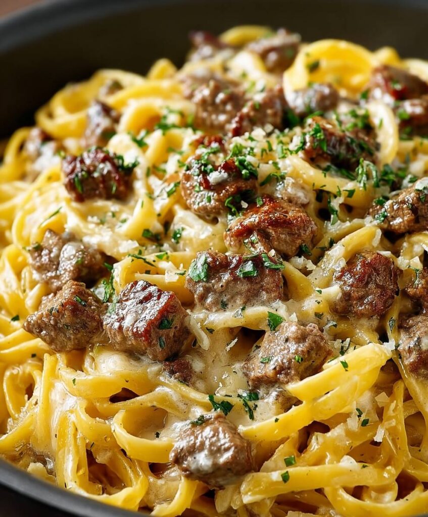 One-Pot Creamy Beef and Garlic Butter Pasta | Easy Weeknight Dinner Recipe
