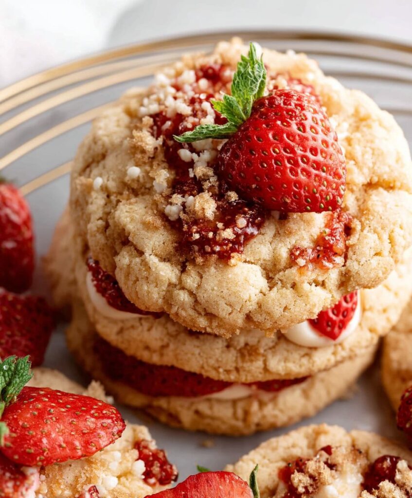 Soft Strawberry Shortcake Cookies – Easy Homemade Recipe
