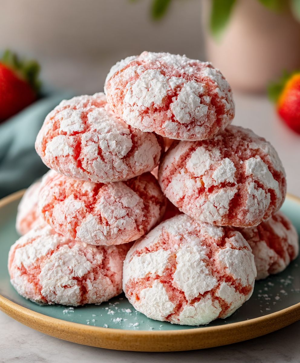 Strawberry Crinkle Cookies