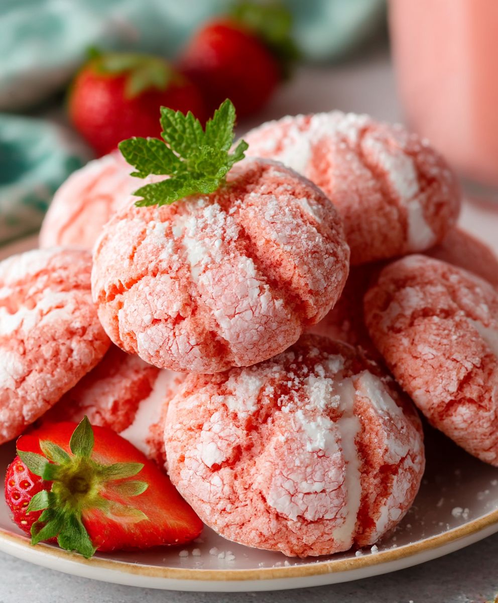 Strawberry Crinkle Cookies image 2