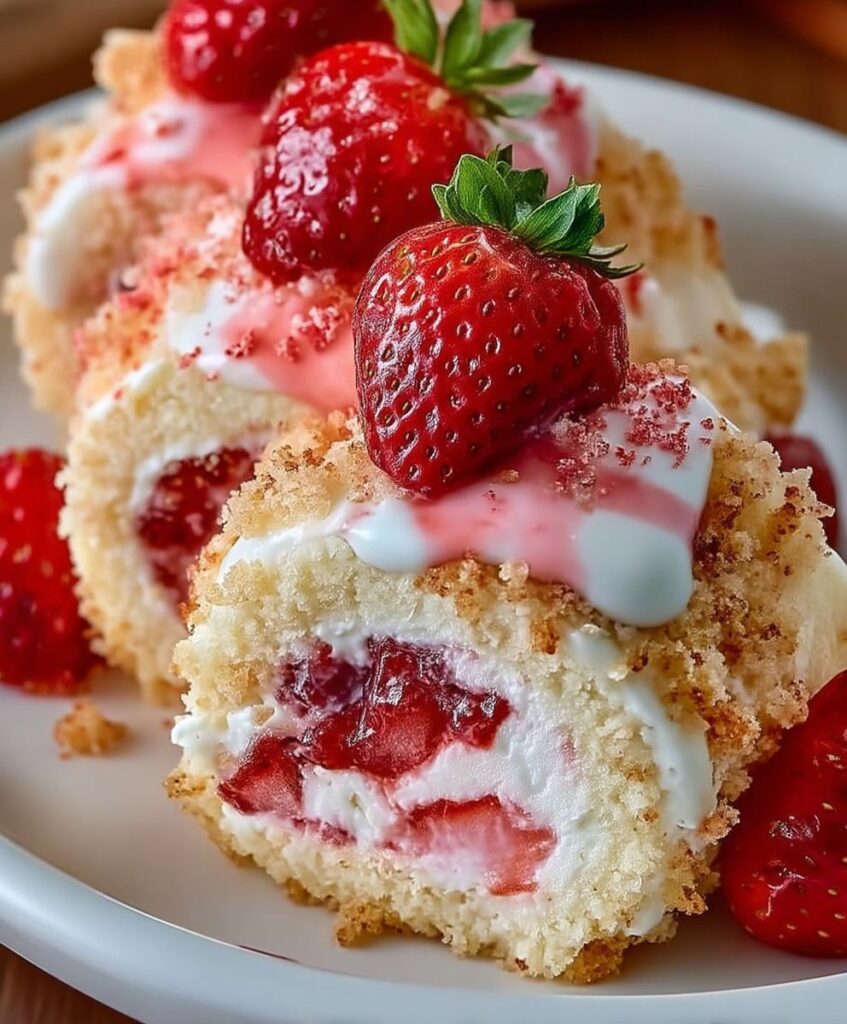 Strawberry Shortcake Cheesecake Rolls – Creamy Fruity Dessert