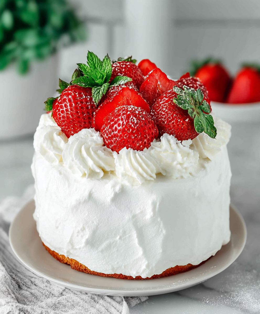 Strawberry and Cream Cake with Fluffy Whipped Cream Frosting – Spring Dessert