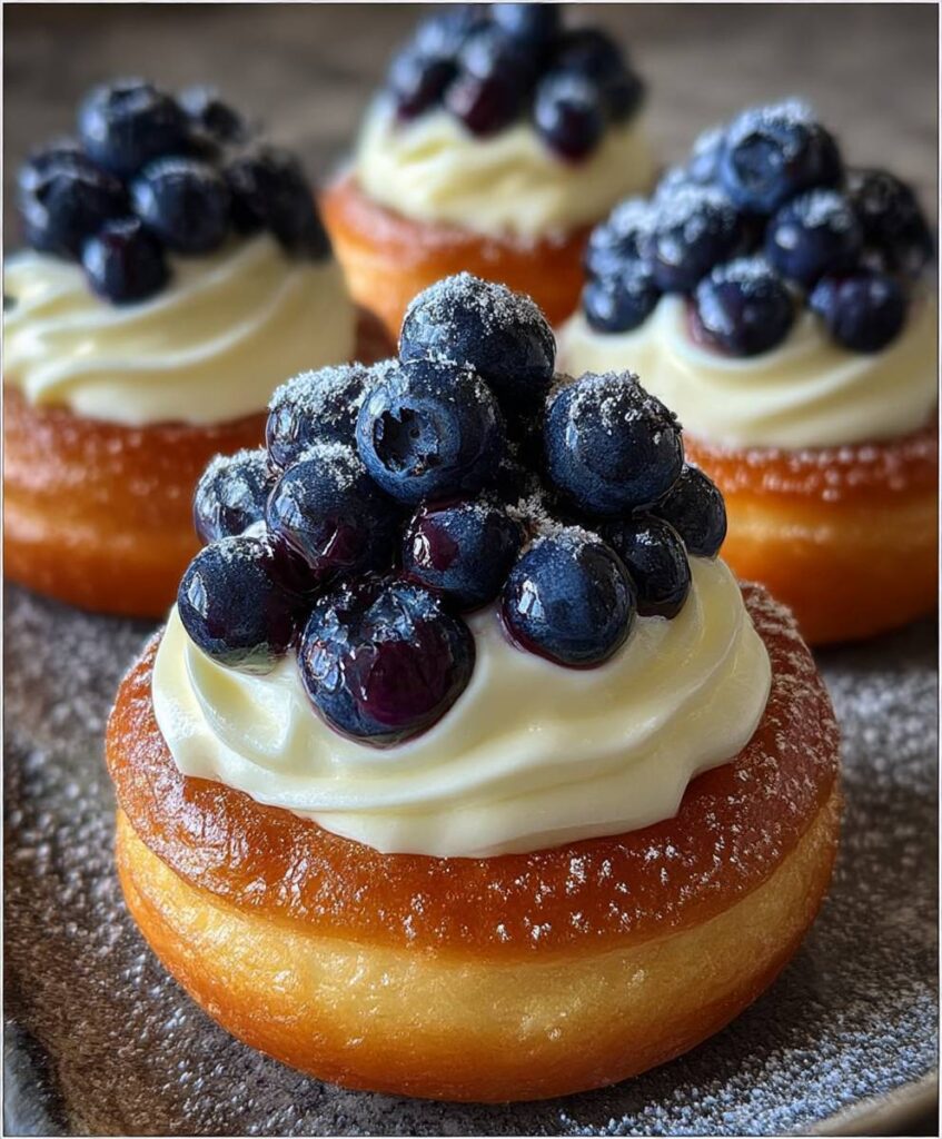 Blueberry Pastry Rings with Vanilla Cream Filling