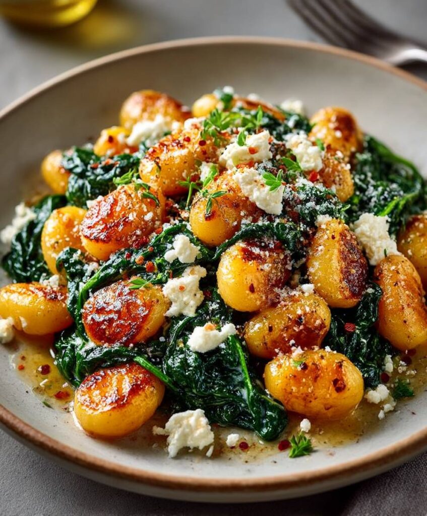Creamy Gnocchi with Spinach and Feta – Healthy Dinner Recipe