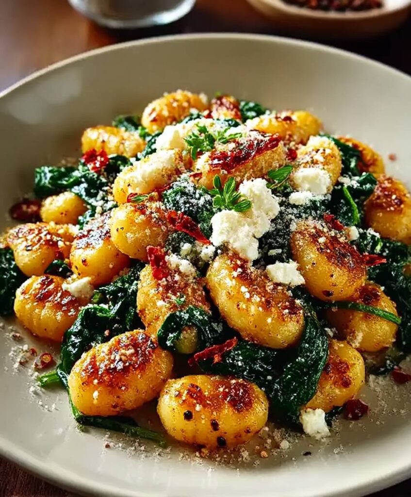Creamy Gnocchi with Spinach and Feta | Healthy Dinner Recipe