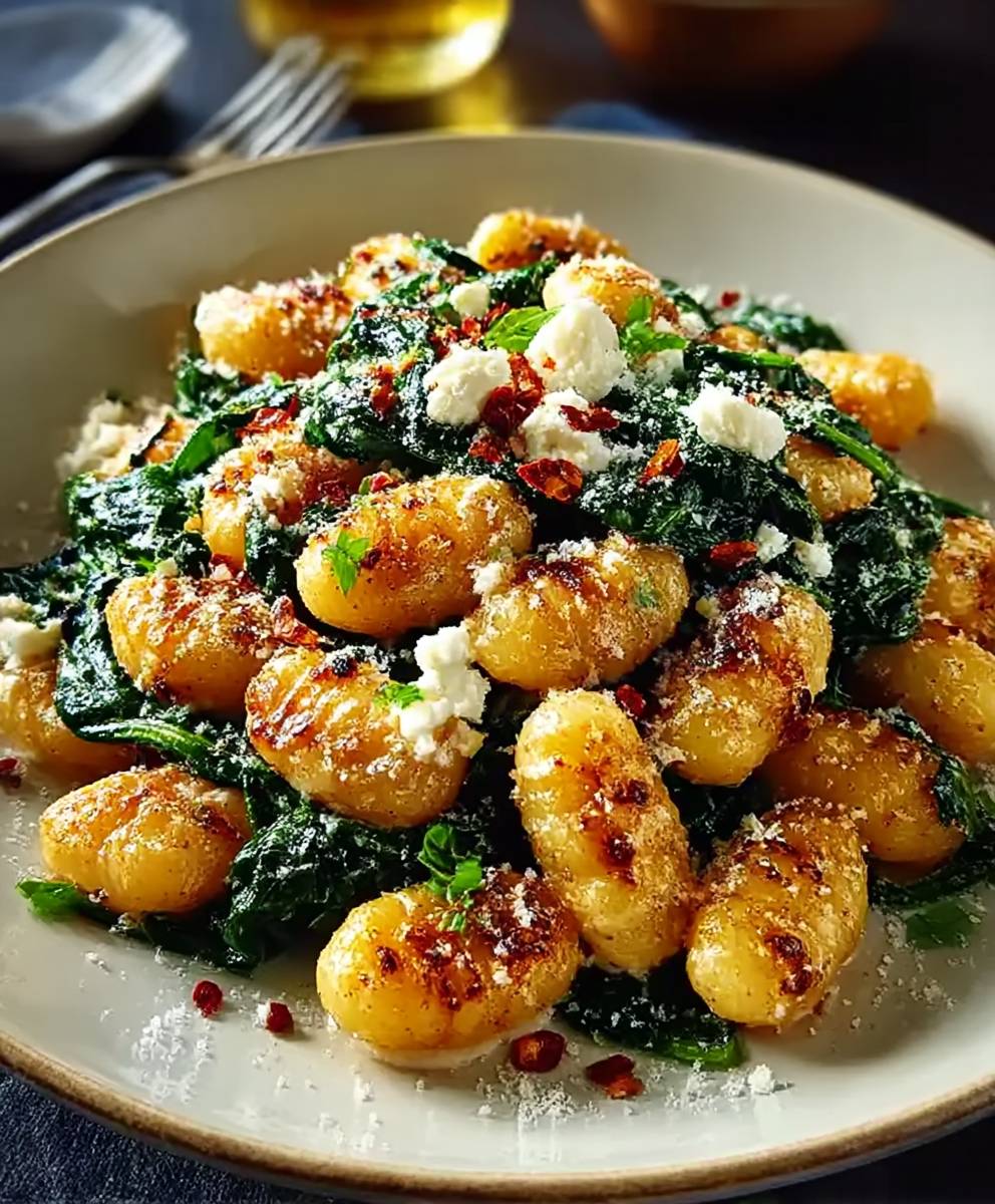 Creamy Gnocchi with Spinach and Feta | Healthy Dinner Recipe image 2
