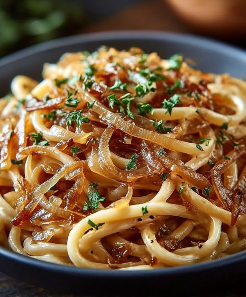 Creamy Vegan Caramelized Onion Pasta Recipe
