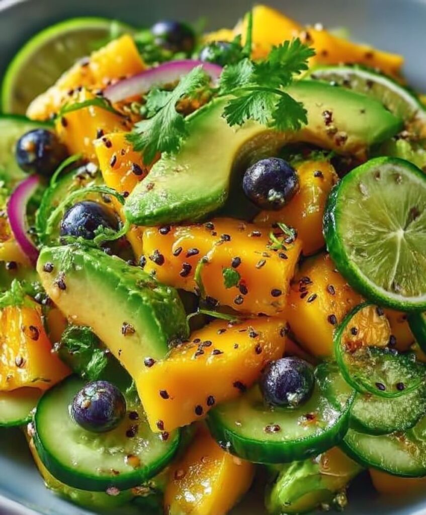Mango Cucumber Salad with Blueberries and Avocado