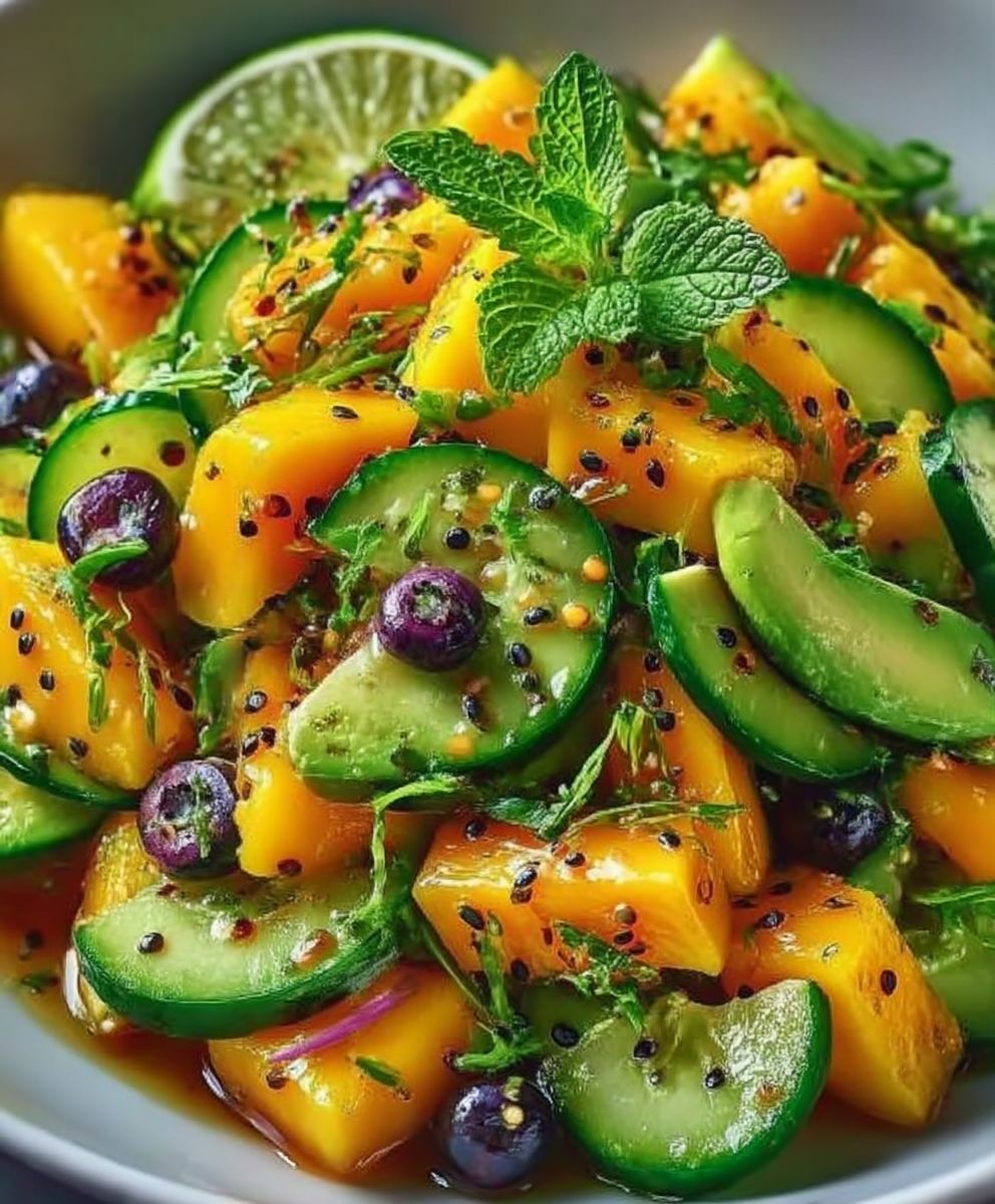 Mango Cucumber Salad with Blueberries and Avocado image 2