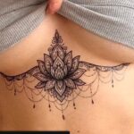 Lotus Sternum Tattoo – Ornamental Mandala Floral Body Art for Women